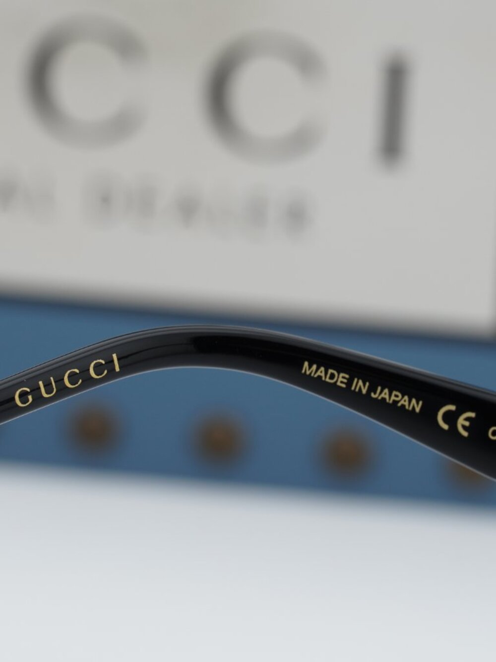 Gucci GG0592S 002 Square Sunglasses - Black / Gold / Smoke Gradient - Picture 3 of 11